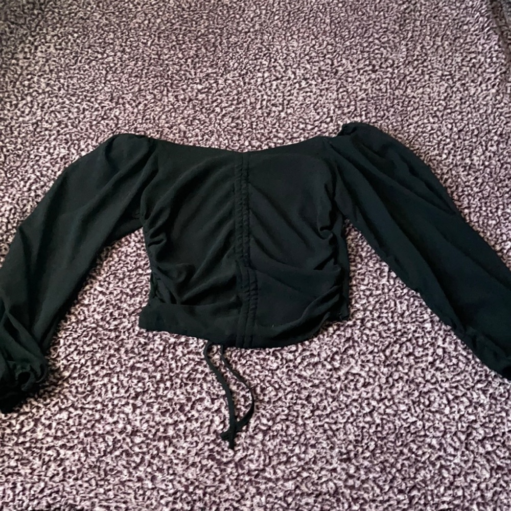 Black sheer long sleeve blouse